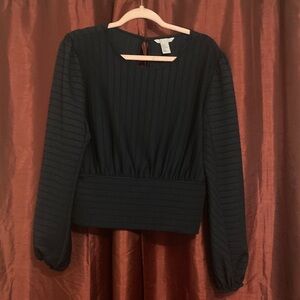 H&M Navy Blue Textured Blouse